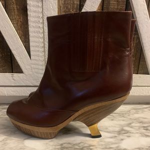 Marni brown leather booties 39 open toe zip side